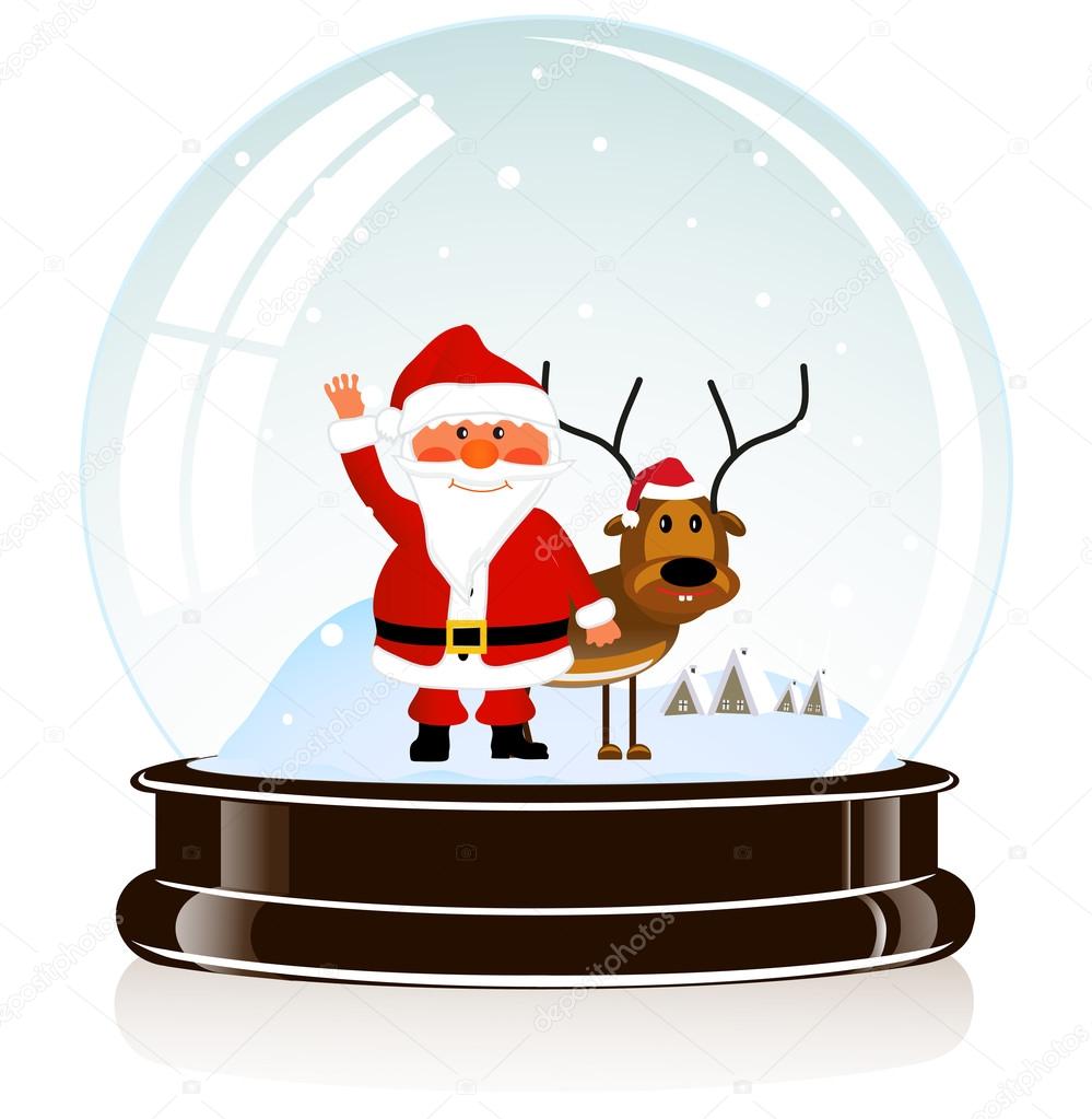 Sphere with Santa Claus and a deer