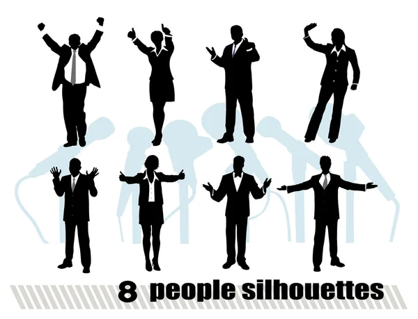 Silhouettes of businessmen in movement — Stock Vector