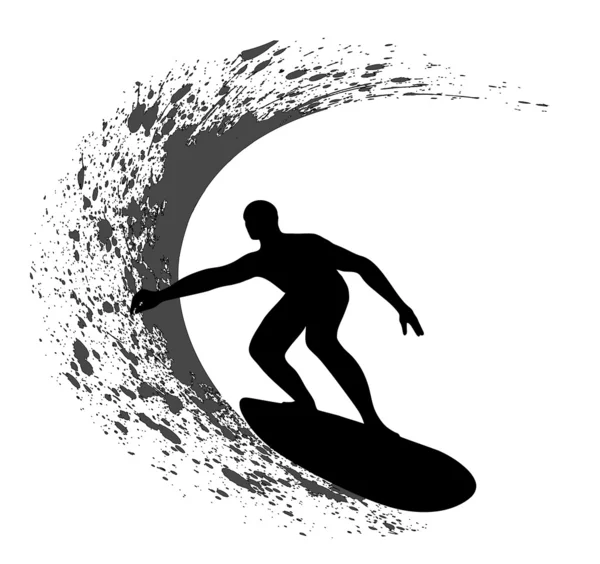 Silhouetten van surfers — Stockvector