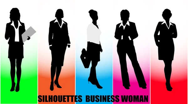 Silhouettes business woman — Stock Vector