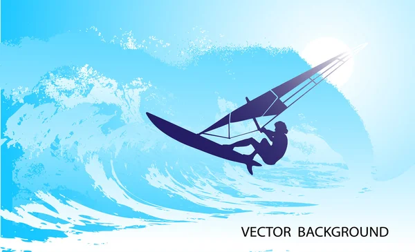 Abstracte silhouet van een surfer in de Oceaan — Stockvector