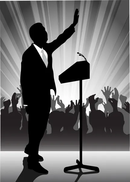 Person before a microphone — Stock Vector