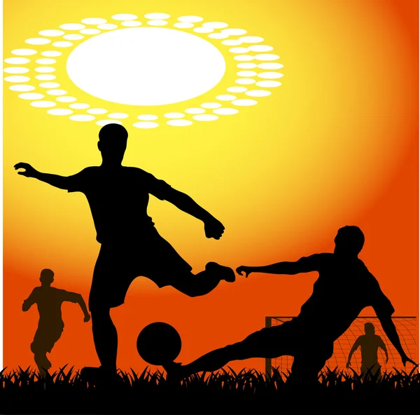 在足球比赛中球员的 silhouettes — 图库矢量图片