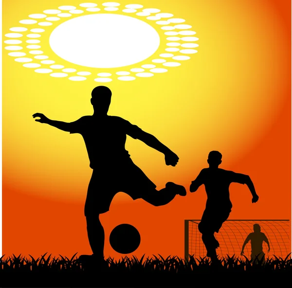 在足球比赛中球员的 silhouettes — 图库矢量图片
