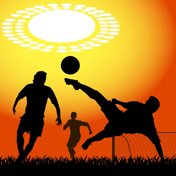 Silhouetten van spelers in voetbal — Stockvector