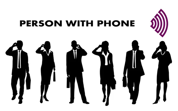 Πρόσωπο με το κινητό τηλέφωνο — Διανυσματικό Αρχείο