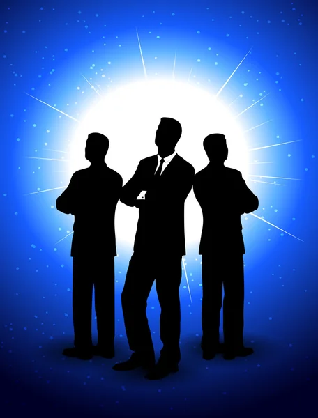 Silhouettes d'hommes d'affaires sur un fond abstrait — Image vectorielle