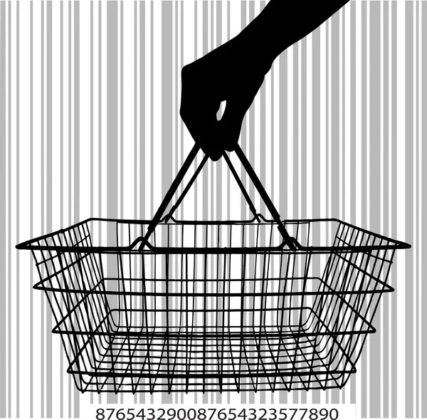 Consumer basket against the bar code — Stock Vector