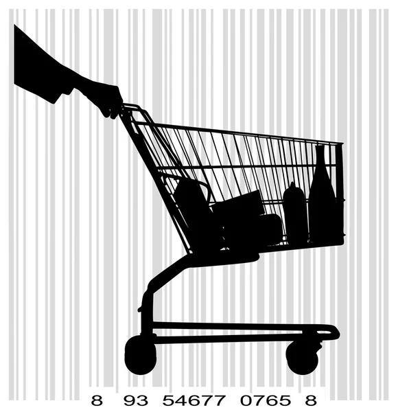 针对条码消费者购物篮 — 图库矢量图片
