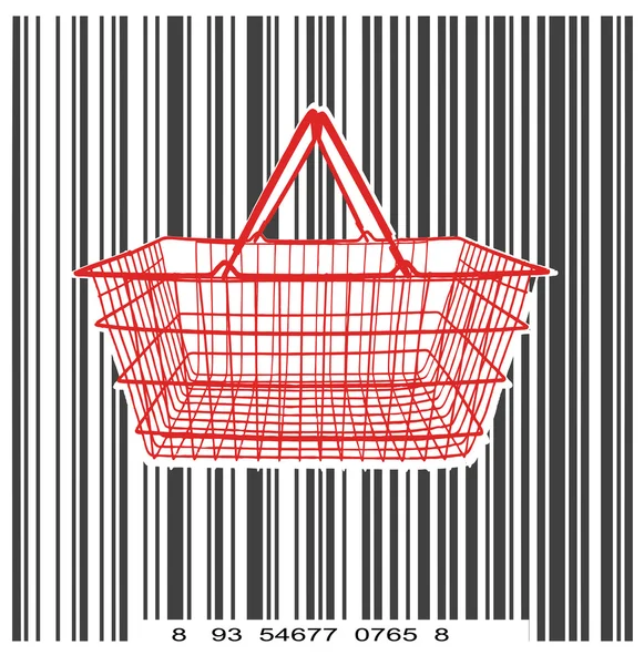 Consumer basket against the bar code — Stock Vector