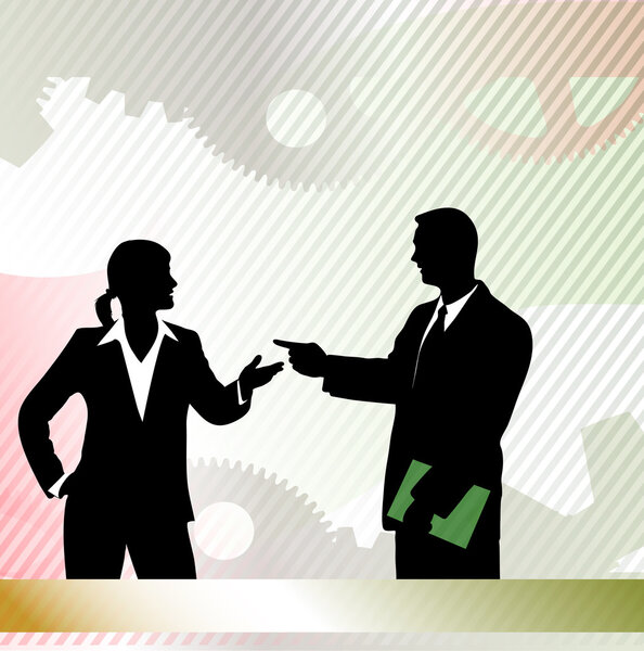 Бизнесмен на абстрактном техническом фоне
