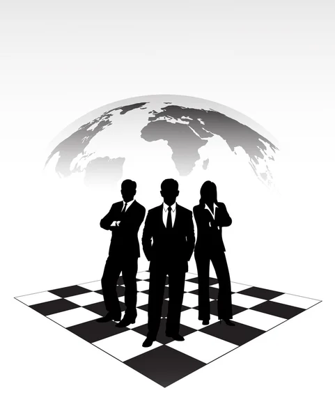 Silhouettes of businessmen on a chessboard — Stock Vector