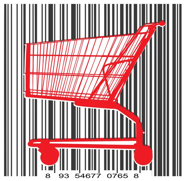 Consumer basket against the bar code — Stock Vector