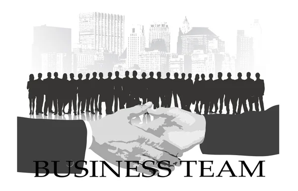 Business team against the city — Stock Vector