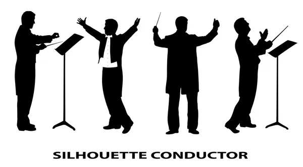 Silhouette of the conductor — Stock Vector