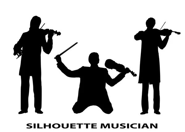 Silueta del violinista — Vector de stock