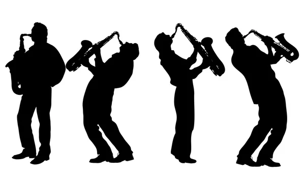 Silhouette del musicista jazz — Vettoriale Stock