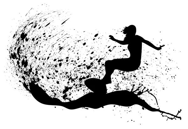 Silhouetten van surfers — Stockvector