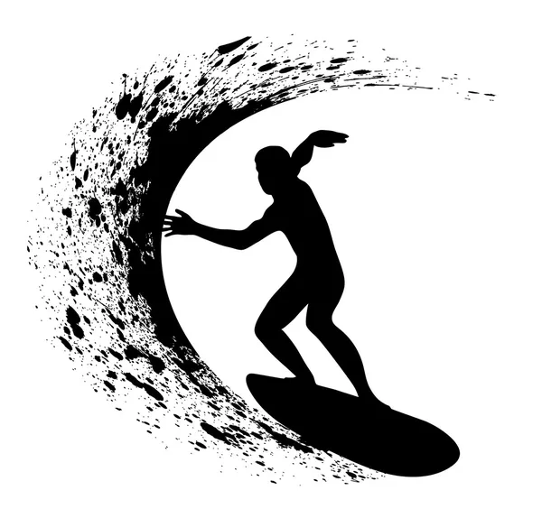 Silhuetter av surfare — Stock vektor