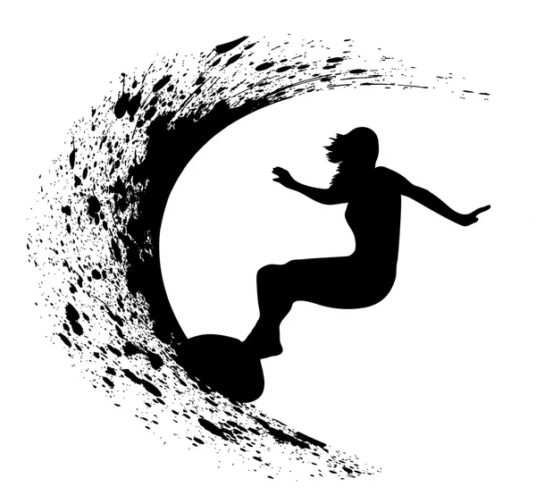 Silhouetten van surfers — Stockvector