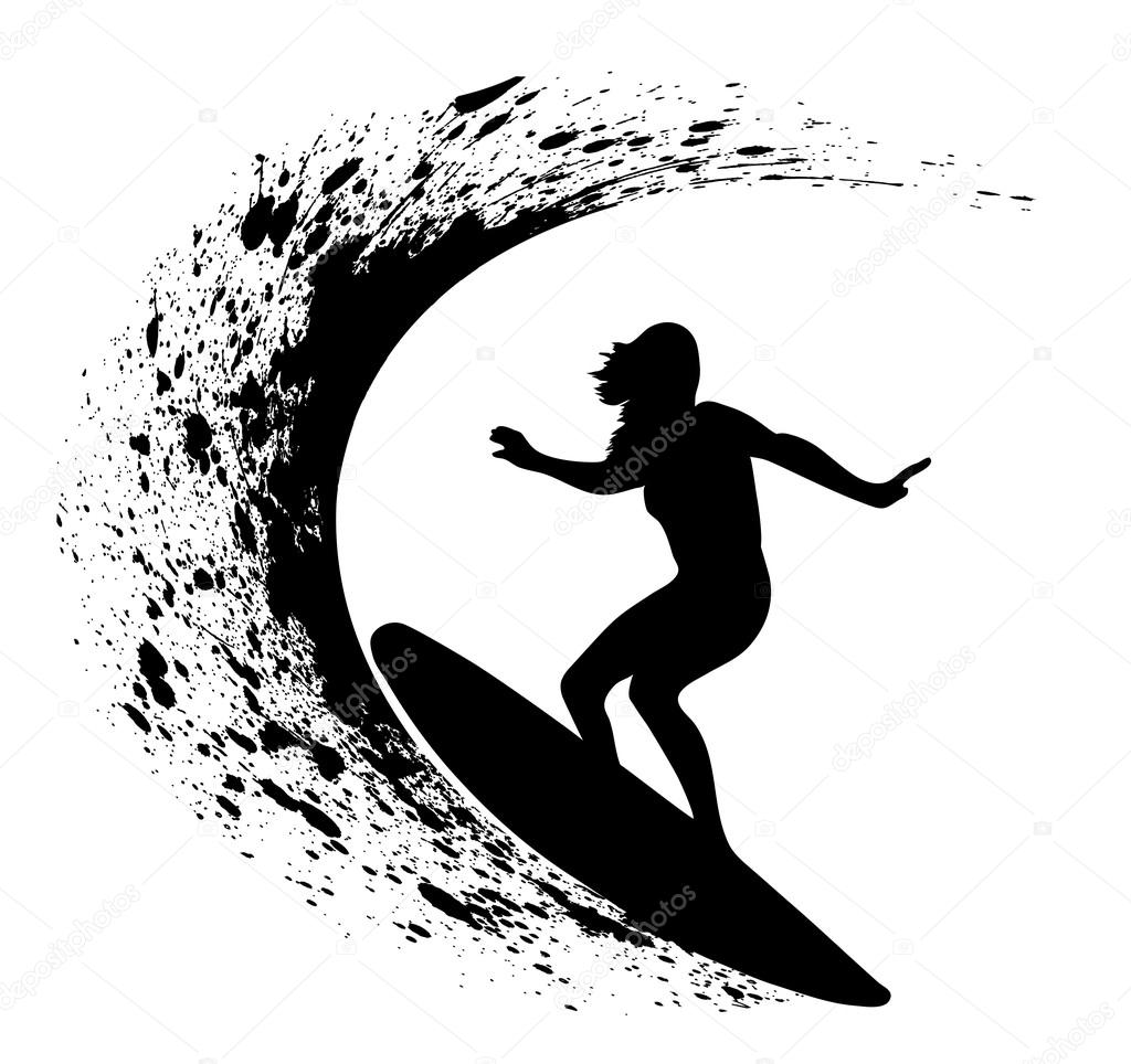 Silhouettes of surfers
