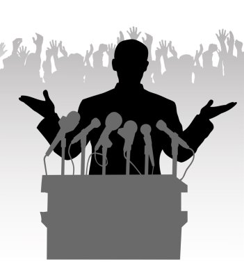 Silhouette policy before the microphone clipart
