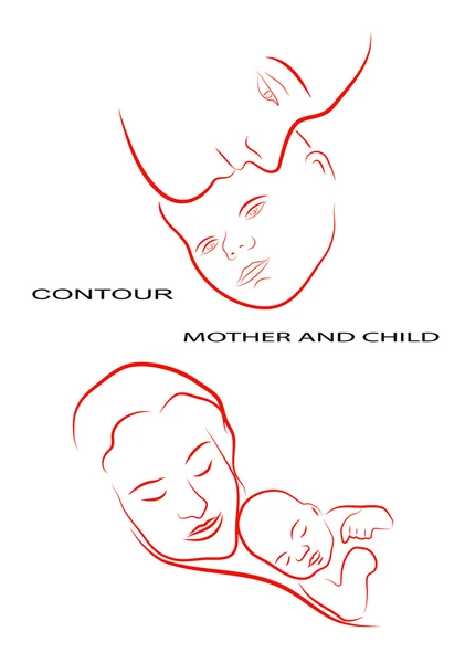 Siluetas de madre y bebé — Vector de stock
