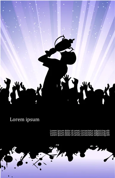 На зображенні представлений силует чемпіона в натовпі людей — стоковий вектор
