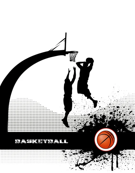 Partido de baloncesto sobre fondo grunge — Vector de stock