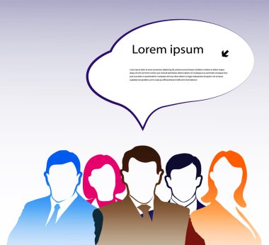bir grup insan bir kabarcık ile iletişimi sembolize