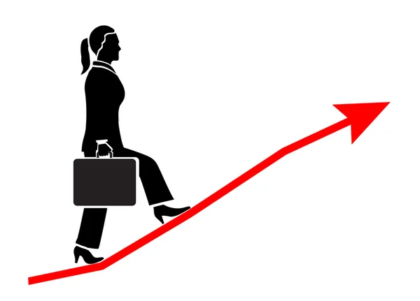 Zakenvrouw klimt de pijl-omhoog — Stockvector