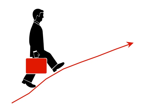 Businessmen climbs up the arrow — Stock Vector