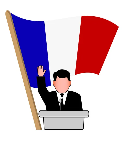 Performance de l'homme politique sous le drapeau — Image vectorielle