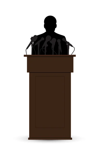 Silhouette of the person before a microphone — Stock Vector
