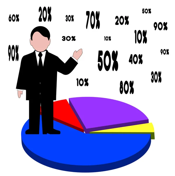Бізнесмен представлений графік — стоковий вектор