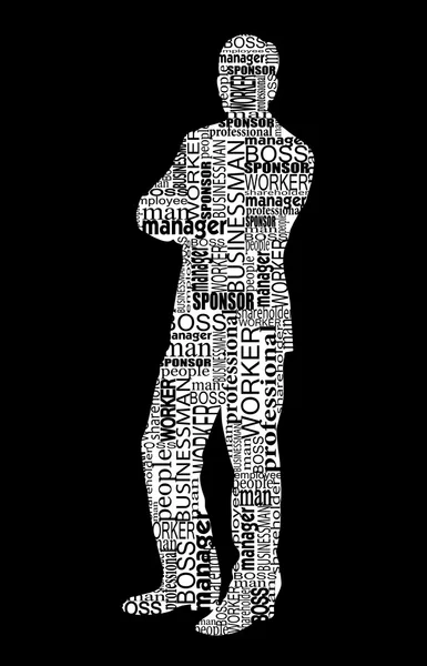 Silhouette of the person from words — Stock Vector