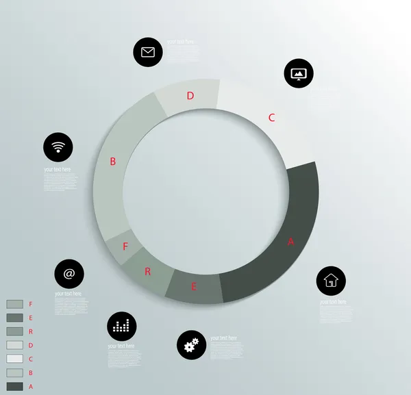 Infografik auf Papier in Grautönen — Stockvektor