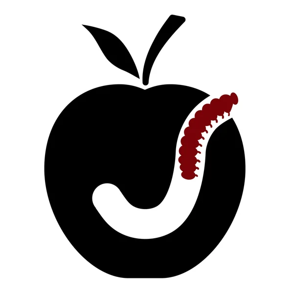 Червь в яблоке — стоковый вектор