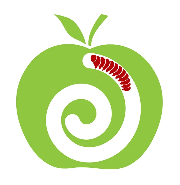 Worm in the apple icon — Stock Vector