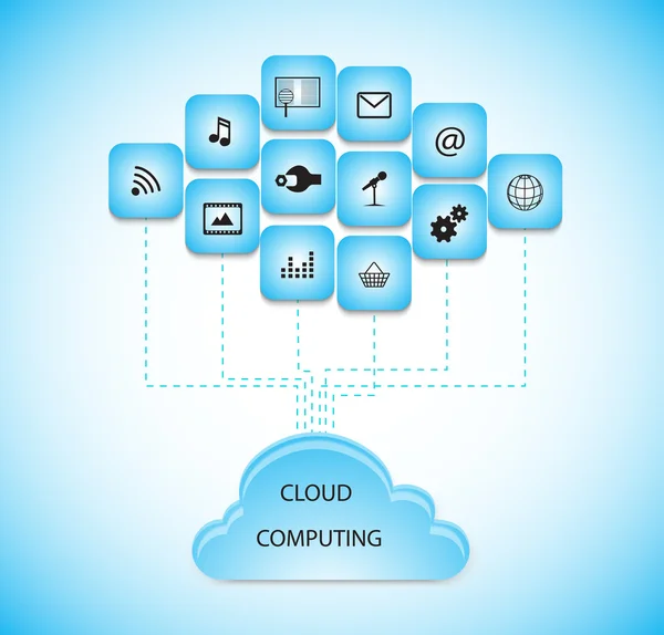 Concepto de computación en nube . — Vector de stock