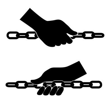 bir zincir elini tutar