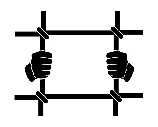 Menschenhände hinter Gittern — Stockvektor