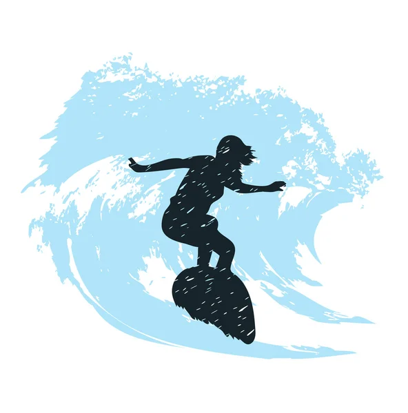 Surfař silueta — Stockový vektor