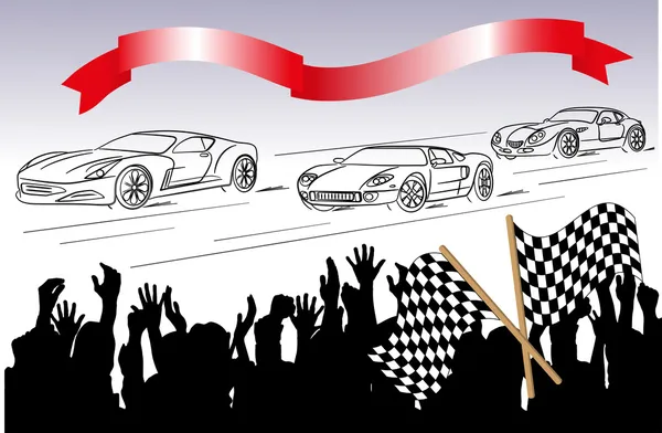 Auto race en fans — Stockvector