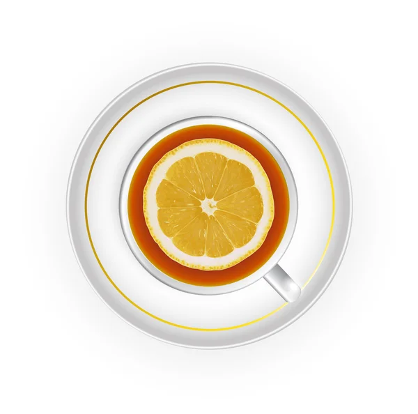 Xícara de chá com limão —  Vetores de Stock