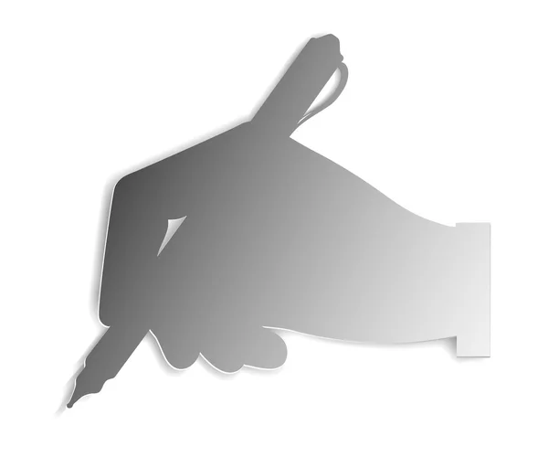Handsilhouette mit einer Feder — Stockvektor