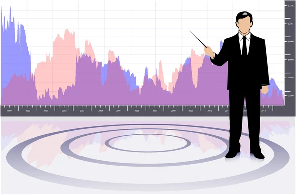 Silhouet van een zakenman bedrijf opleiding — Stockvector