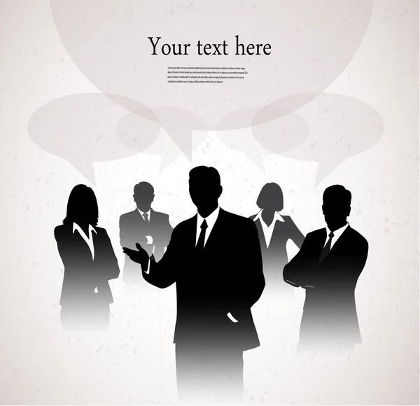 Silhouette d'hommes d'affaires avec une bulle pour le texte — Image vectorielle
