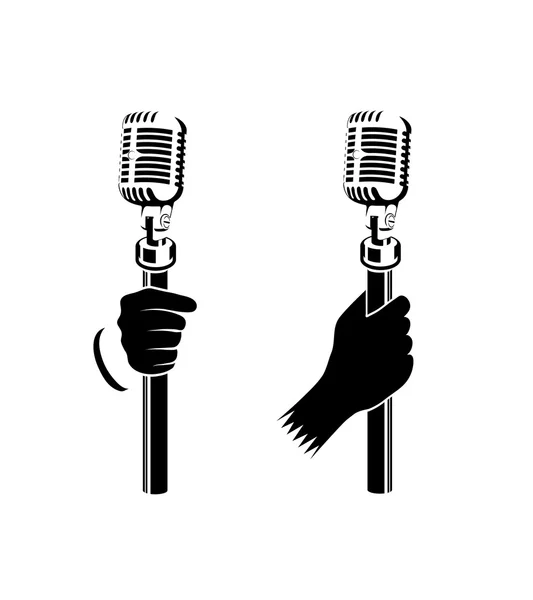 Retro a microphone in hand — Stock Vector