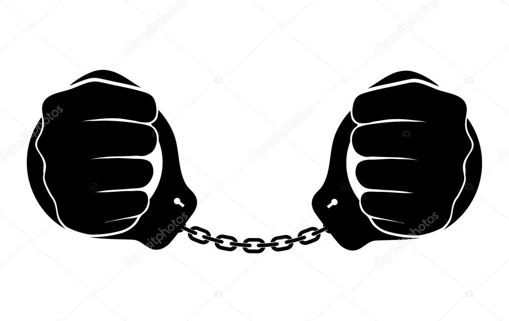 Human hands in handcuffs